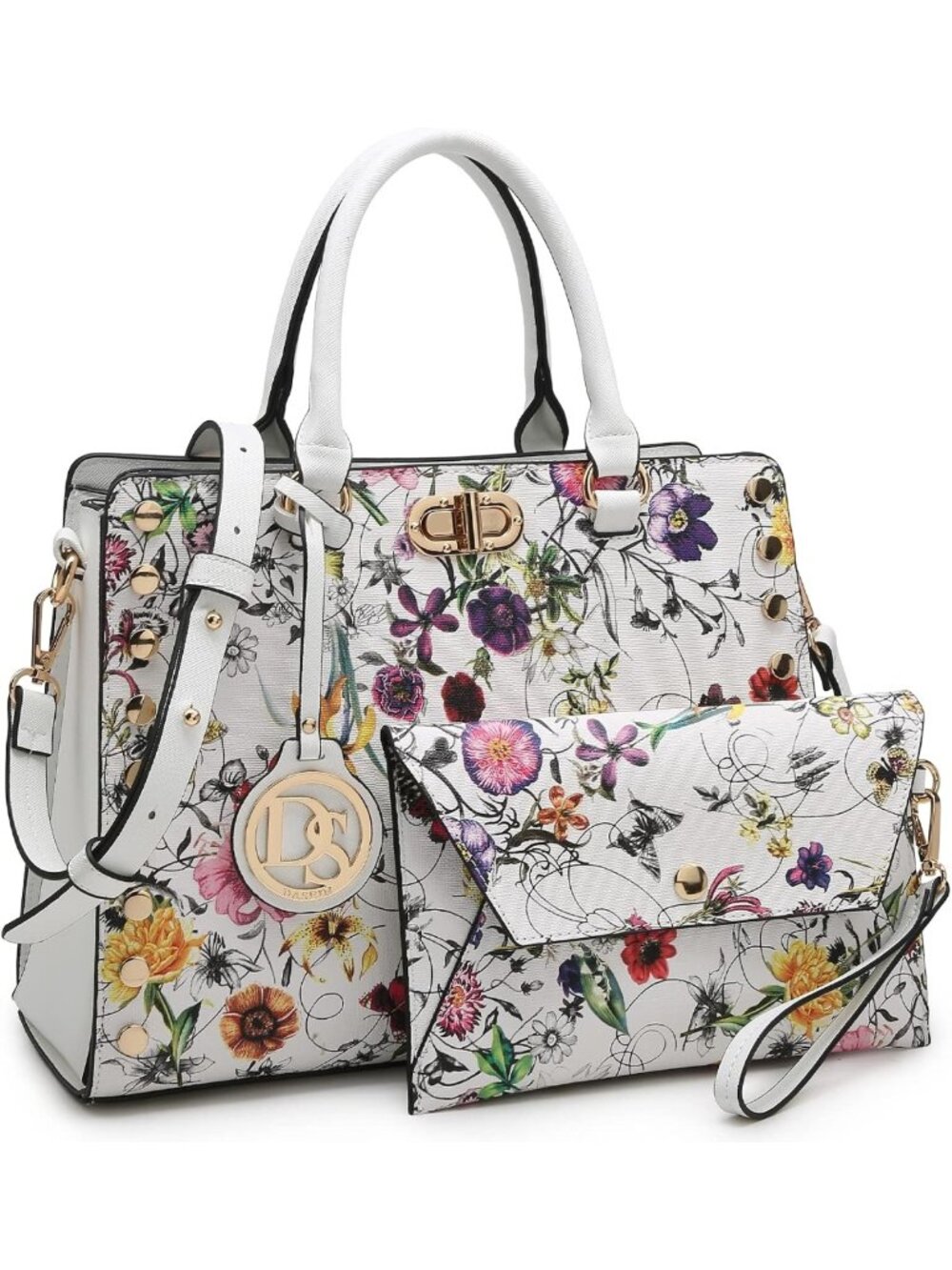 Stylish Medium Satchel Handbag & Clutch Set | Work Tote, Shoulder Bag, Top